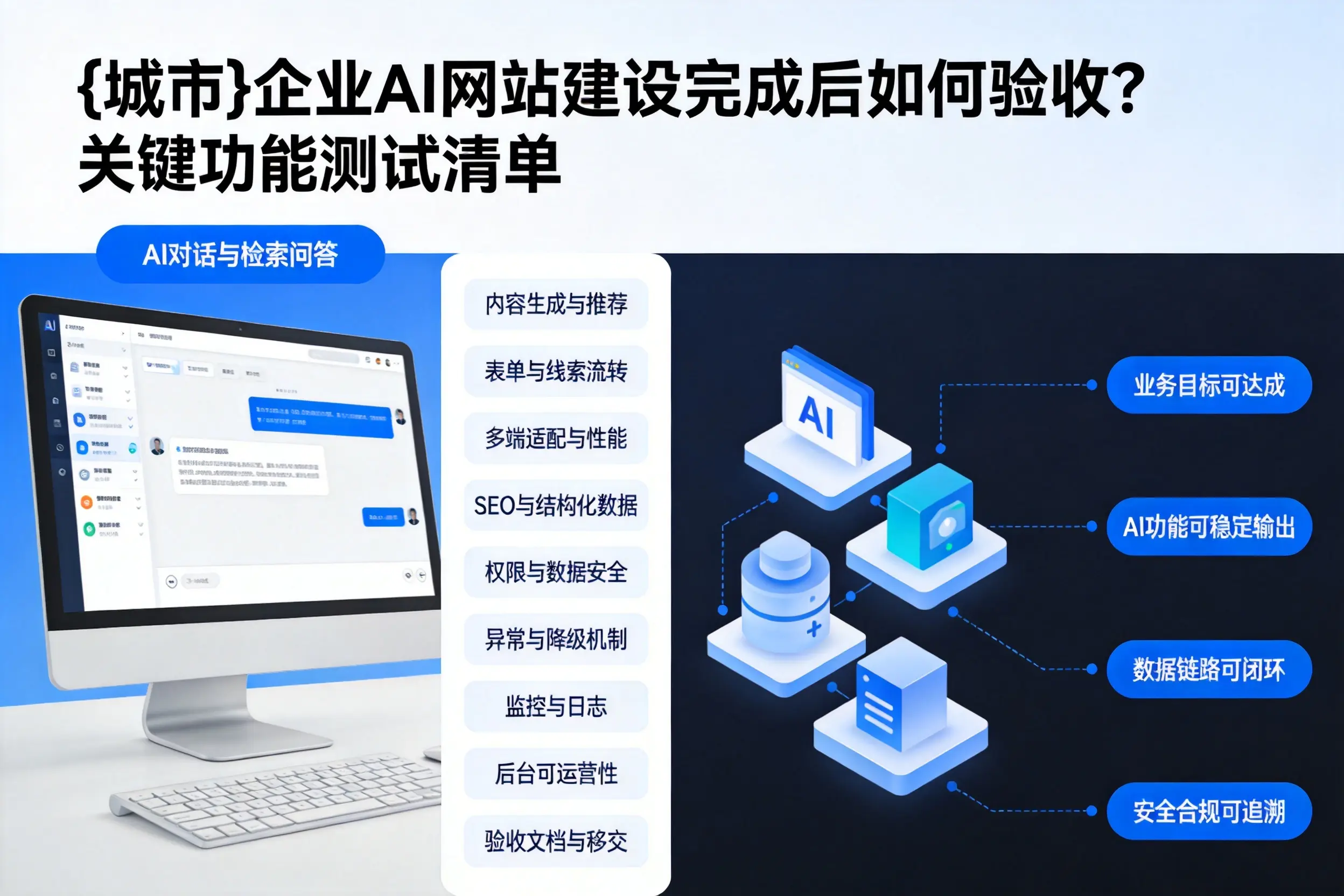 陇南企业AI网站建设完成后如何验收？关键功能测试清单