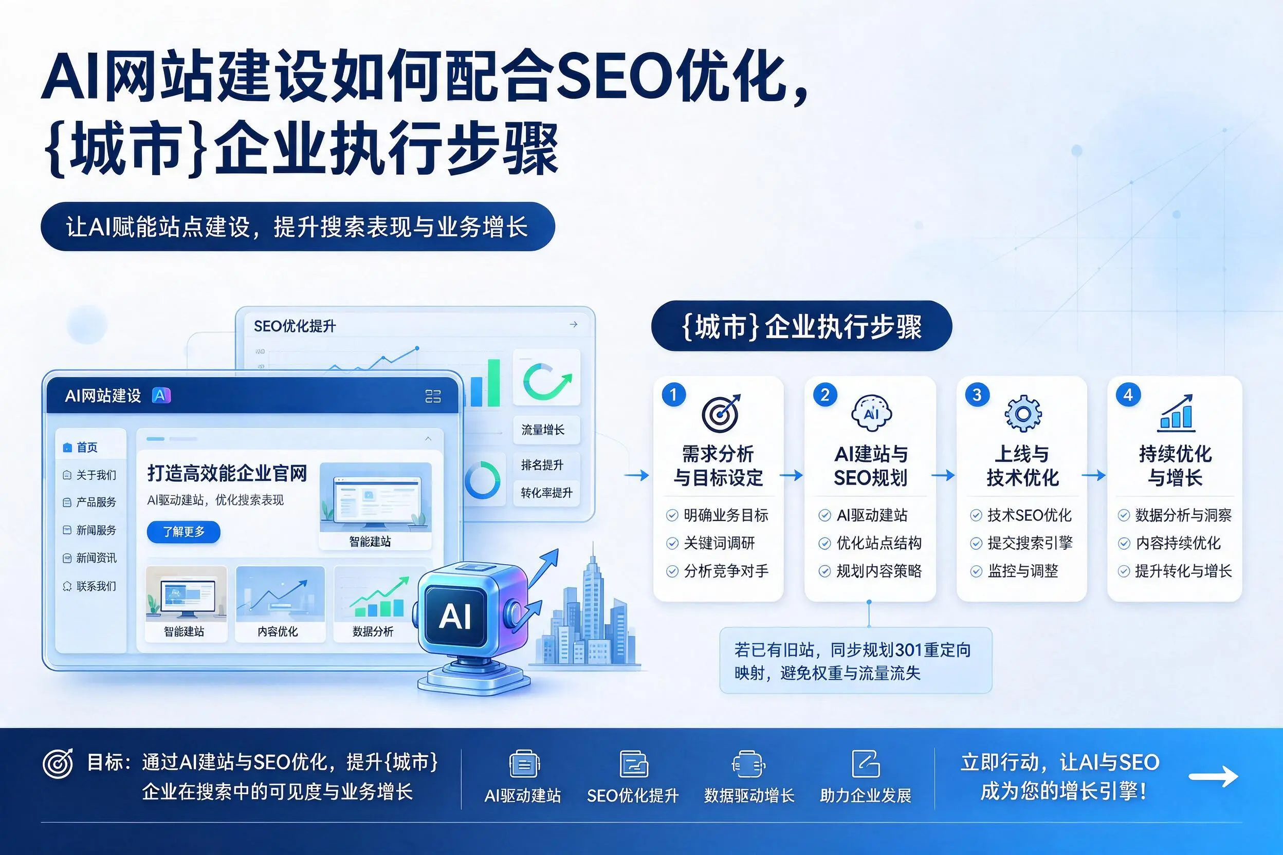 AI网站建设如何配合SEO优化,陇南企业执行步骤