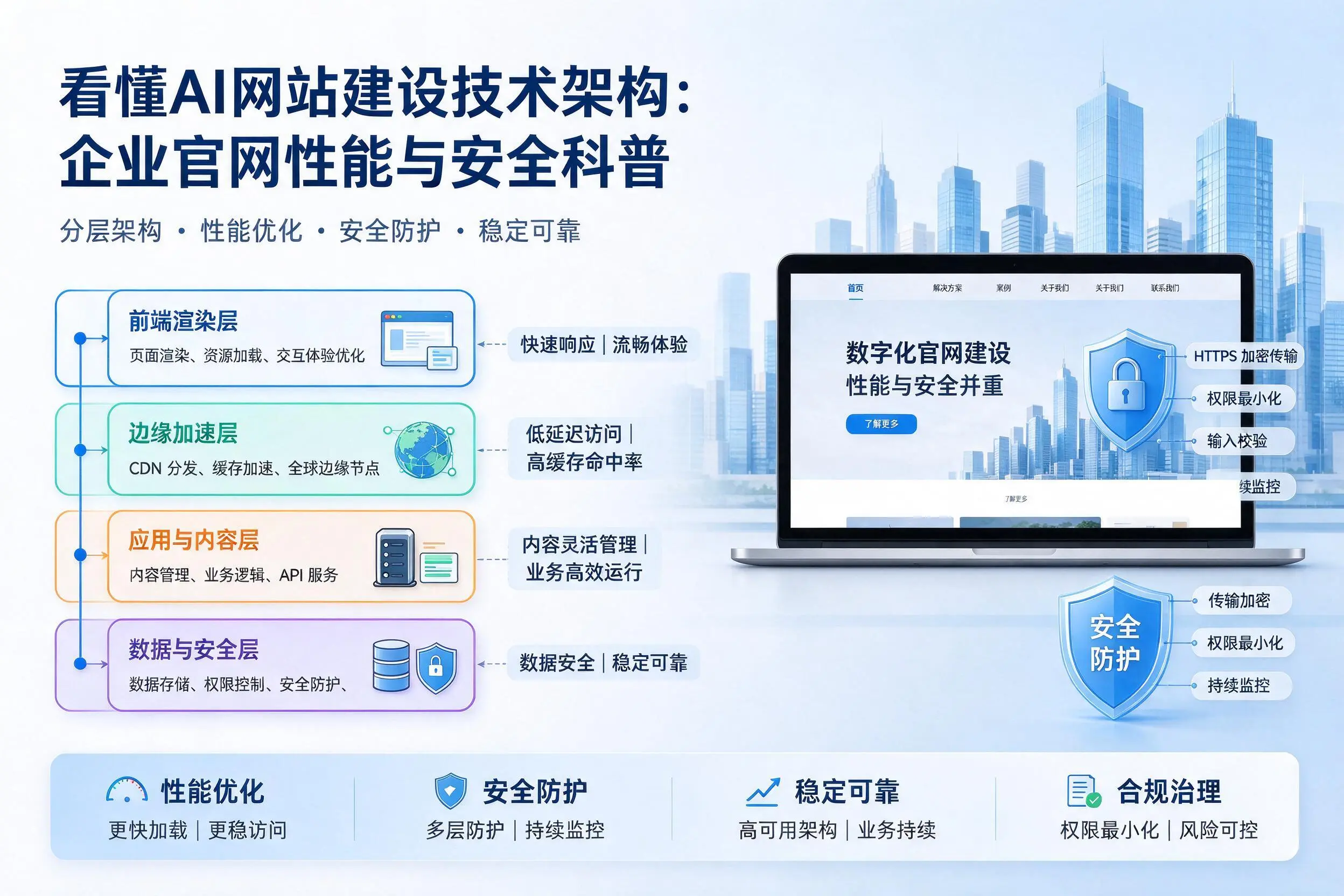 看懂AI网站建设技术架构:陇南企业官网性能与安全科普