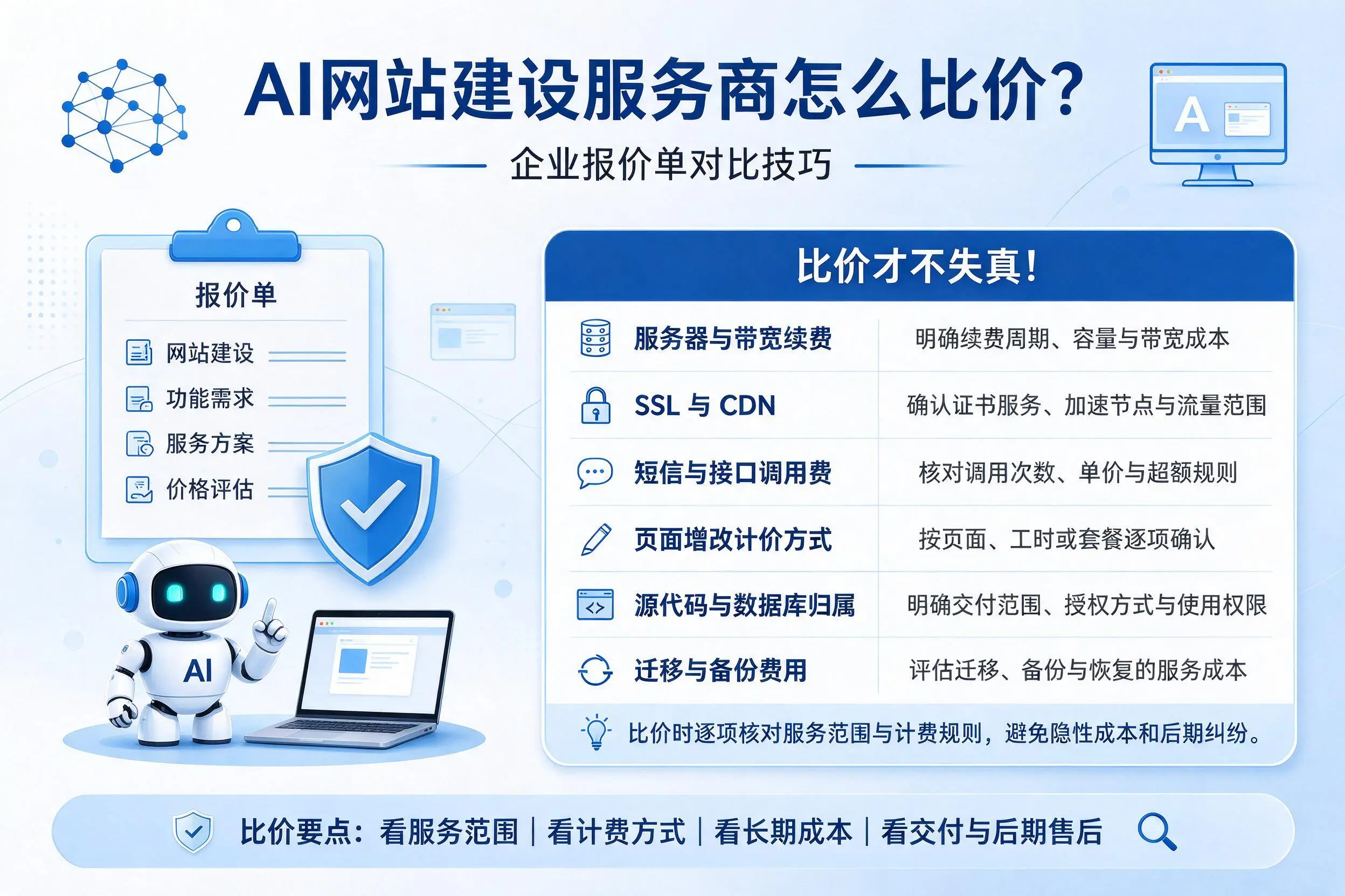AI网站建设服务商怎么比价?陇南企业报价单对比技巧
