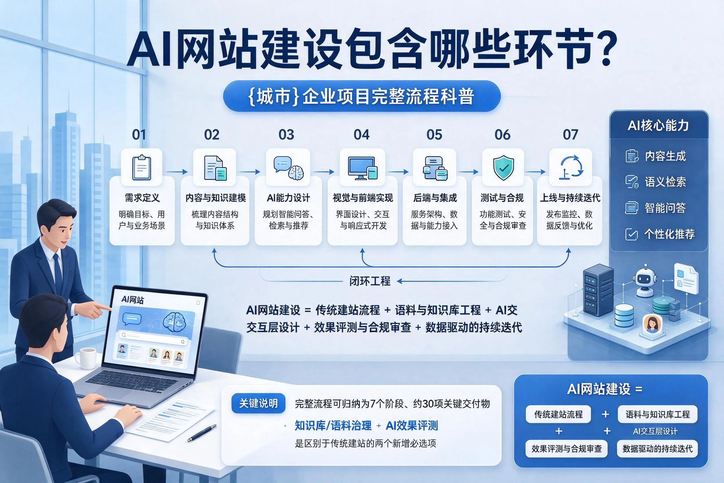 AI网站建设包含哪些环节?陇南企业项目完整流程科普