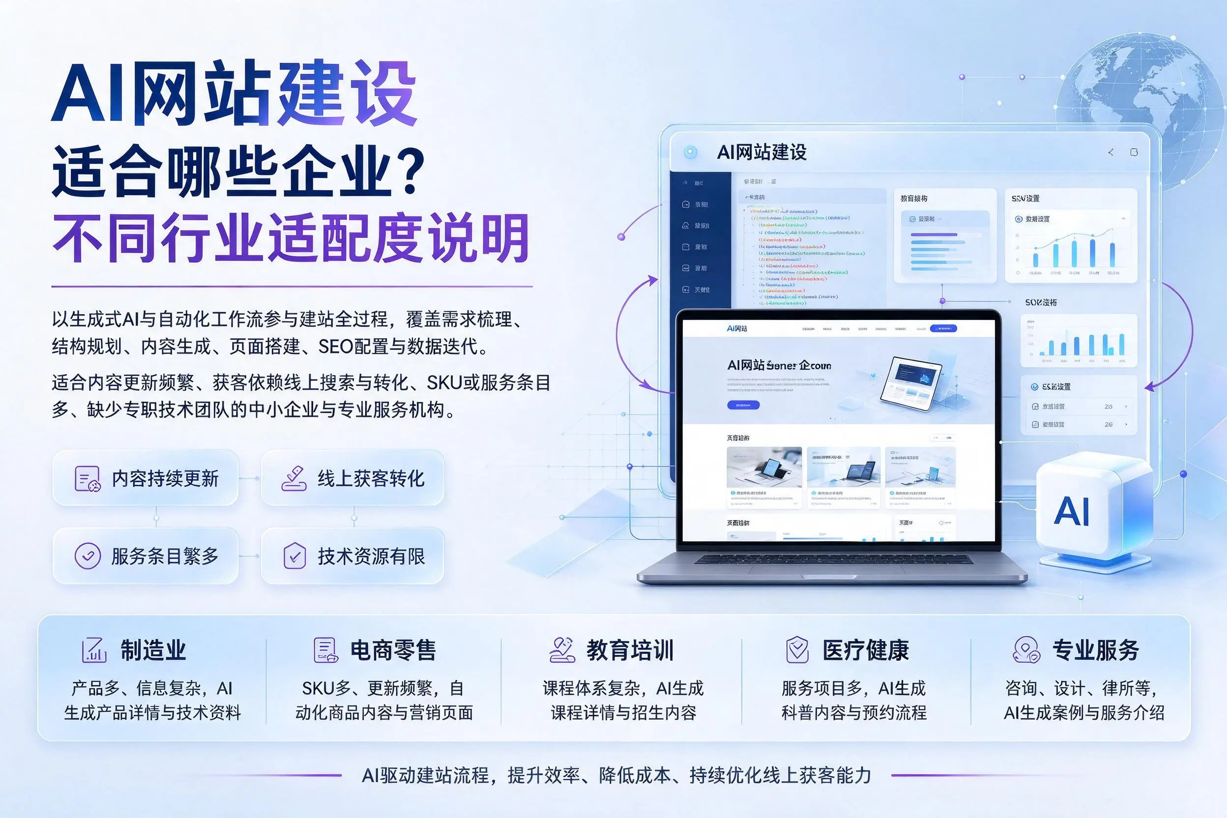 AI网站建设适合哪些企业？陇南不同行业适配度说明